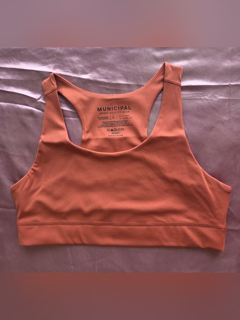 ​MUNICIPAL Staple Sports Bra Terracotta Rust Peach Orange Workout Gym Size L